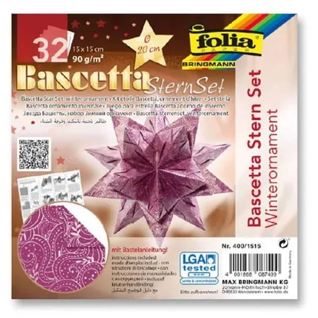Folia Bascetta-Stern Set, 15x15cm, 32 Blatt Winterornament lila