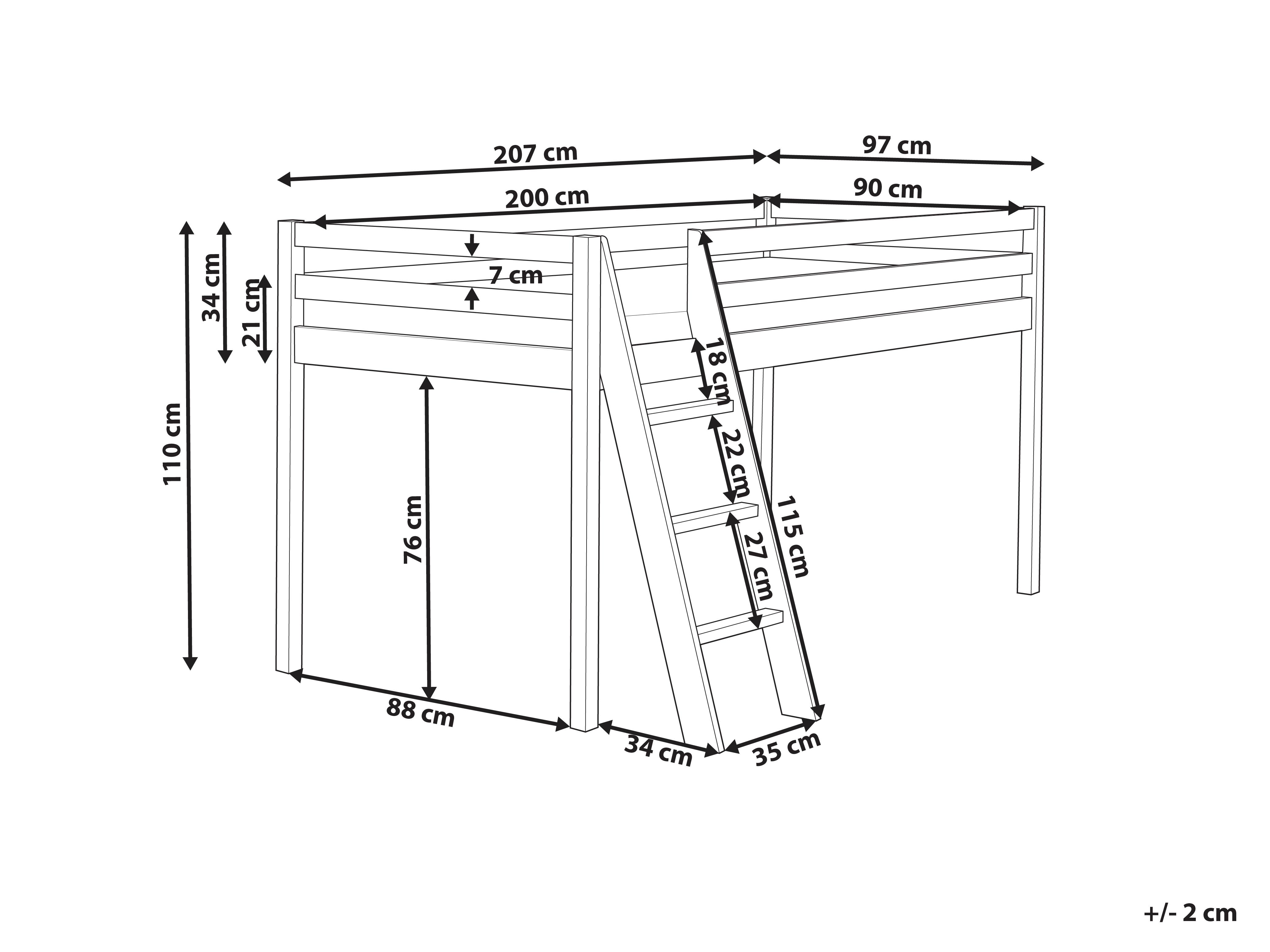 Verhoogd bed Dennenhout ASCOUX 90 x 200 cm Wit