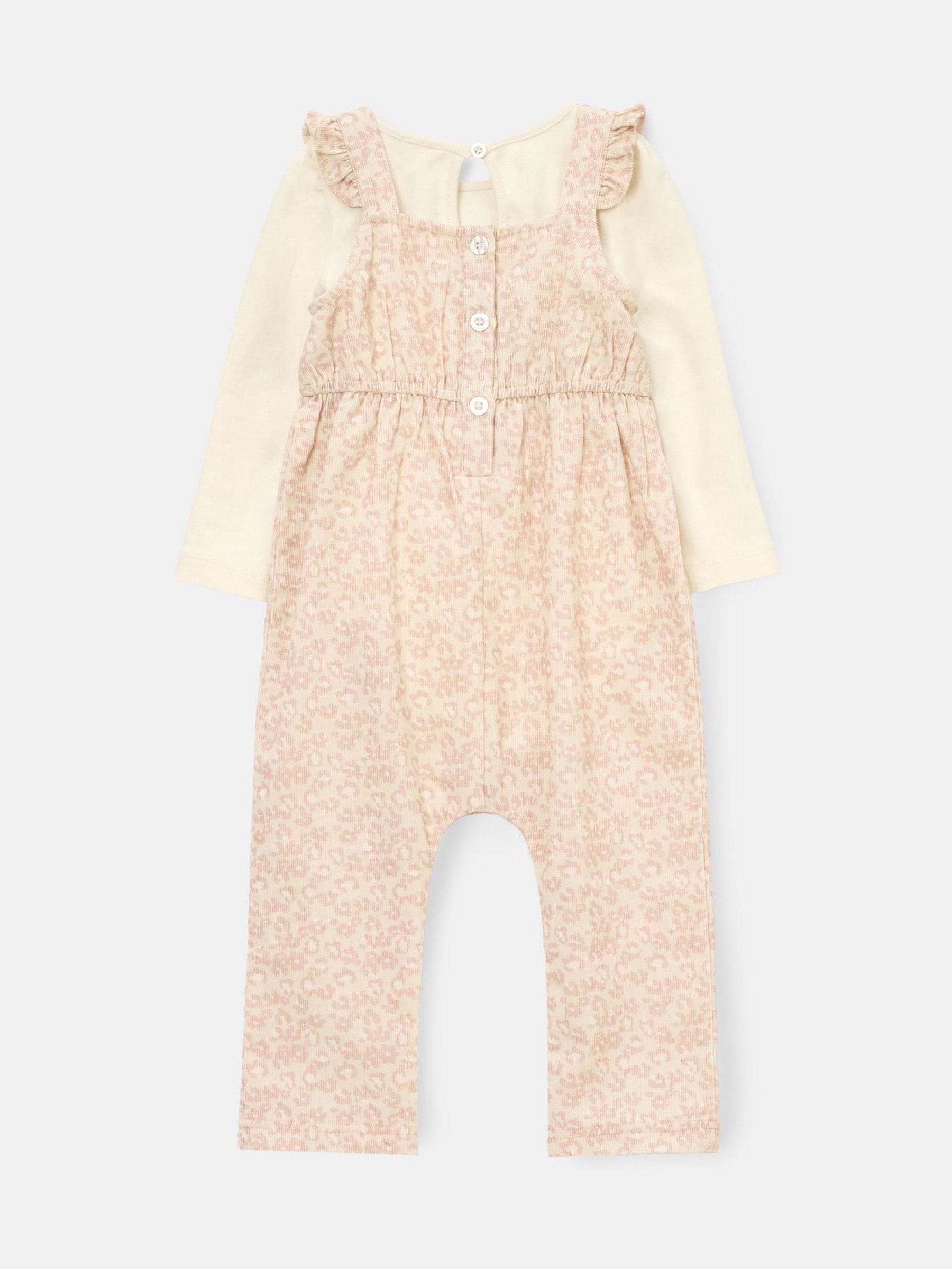 Angel & Rocket Nellie Animal Print Cord Dungaree & Bodysuit