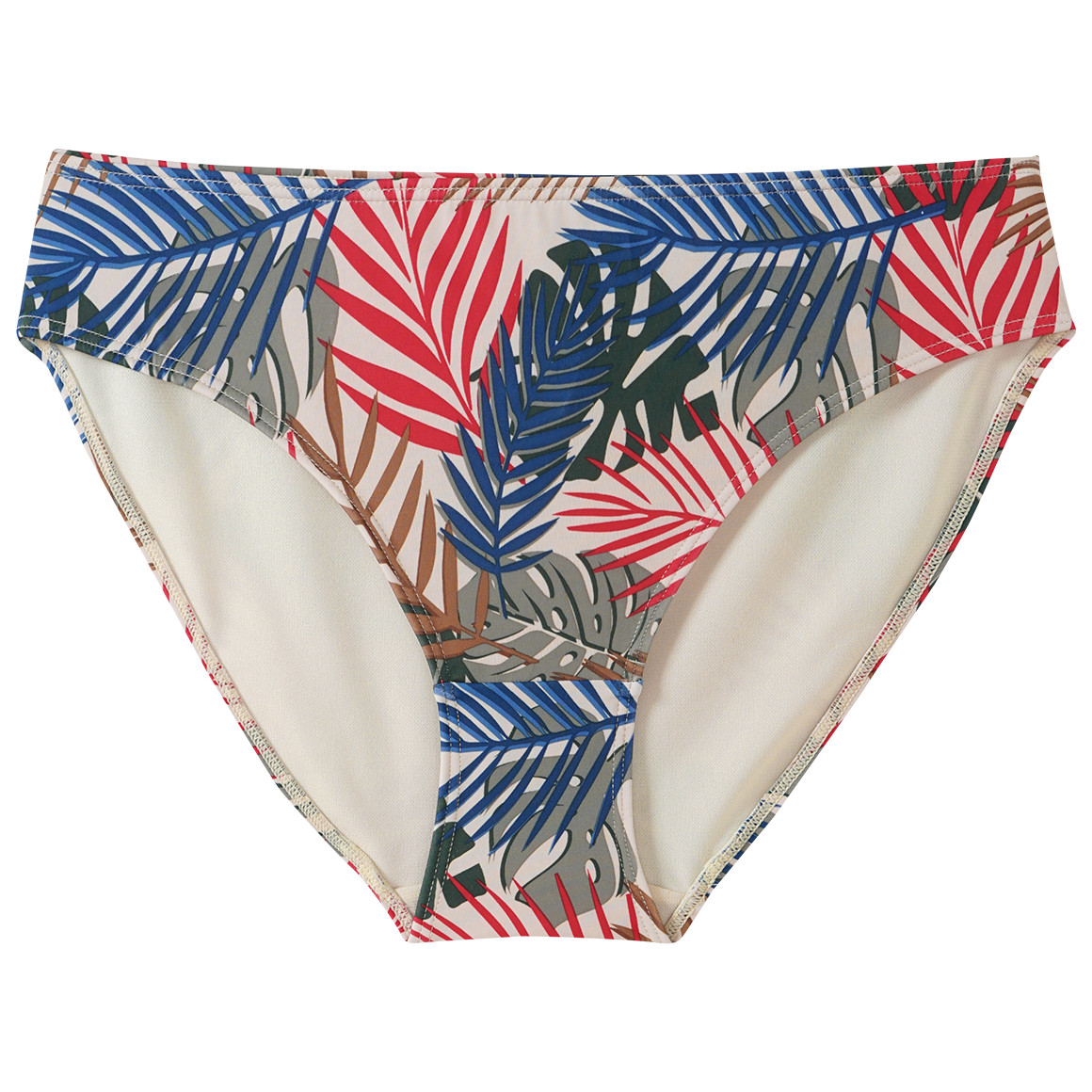 Damen Bikinislip im Tropical-Look hellbeige / bunt