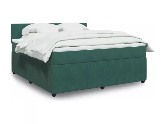 Sommier à lattes de lit et matelas Vert foncé 180x200cm Velours