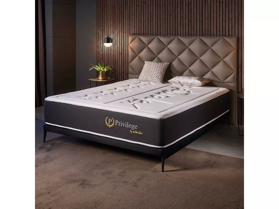 Naturalex - Matelas Privilège 140x190 cm - Multicouches HR - Blue Latex - Très épais 30 cm, Mousse à Mémoire de forme, 7 zones, Confortable - 2 faces été, hiver
