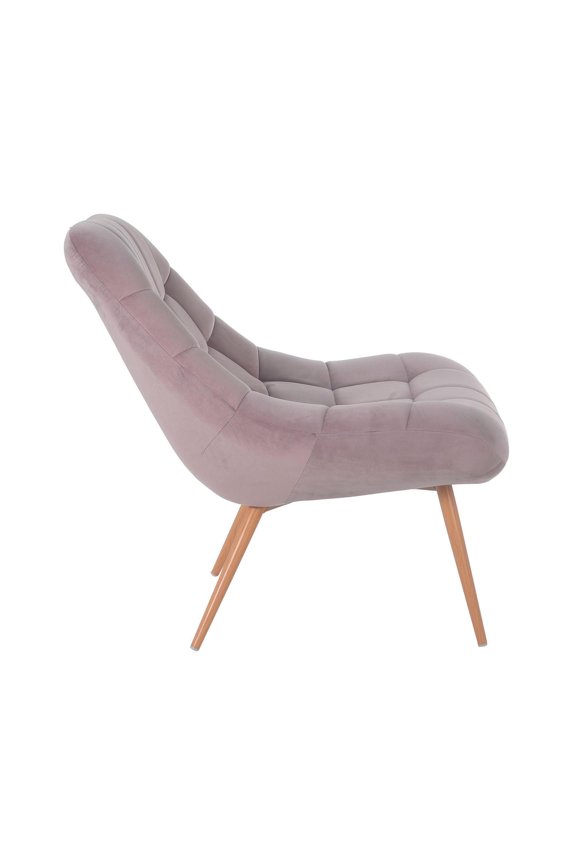 Sessel XXL Samt rosa Holzoptik Relaxsessel Polstersessel Loungesessel