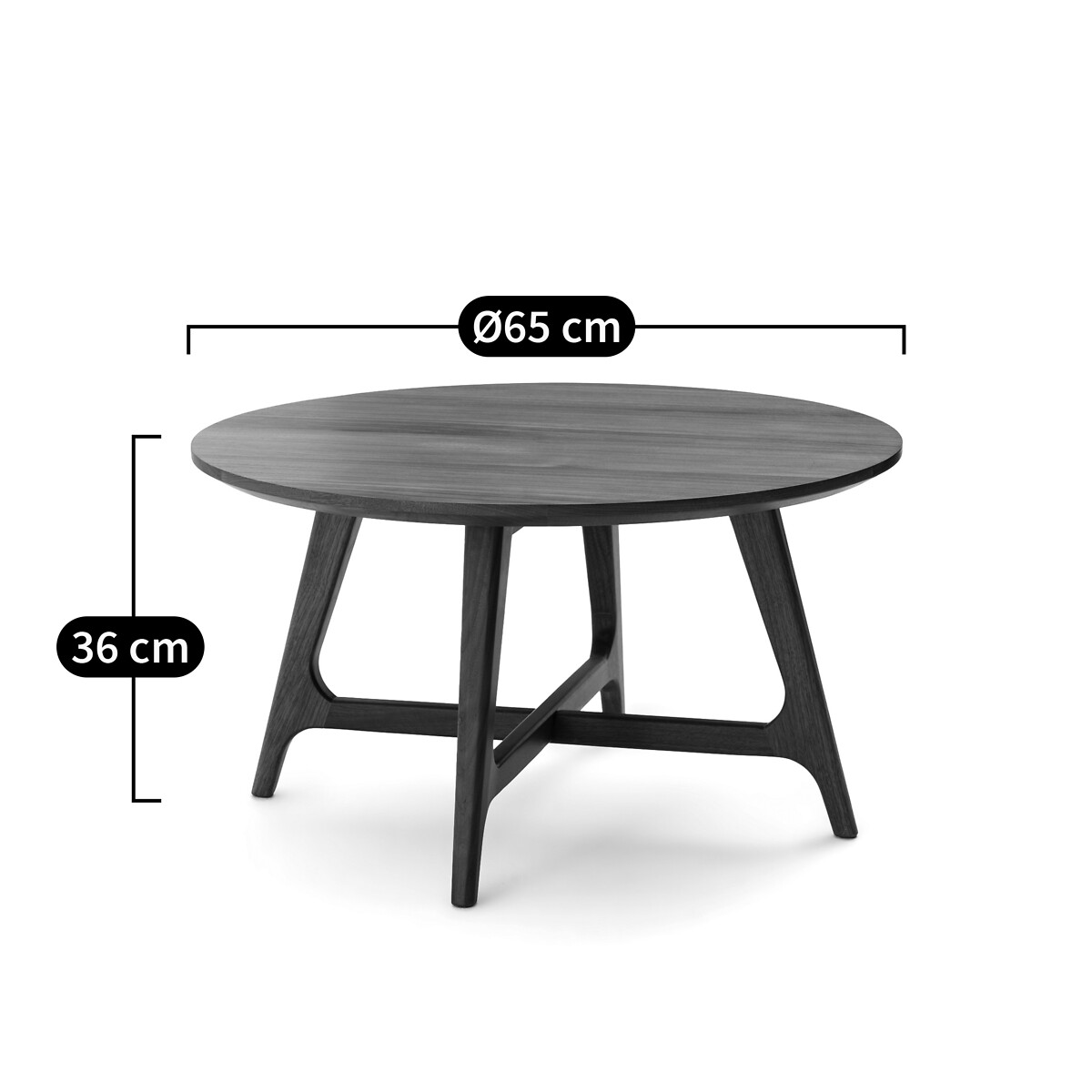 LA REDOUTE INTERIEURS<br>Mesa de centro pequena e redonda em nogueira, Larsen