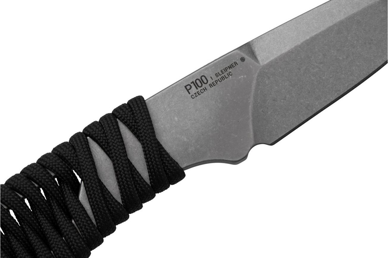 ANV Knives P100 Sleipner, Grey Paracord, P100-003, Black Kydex Sheath, nekmes