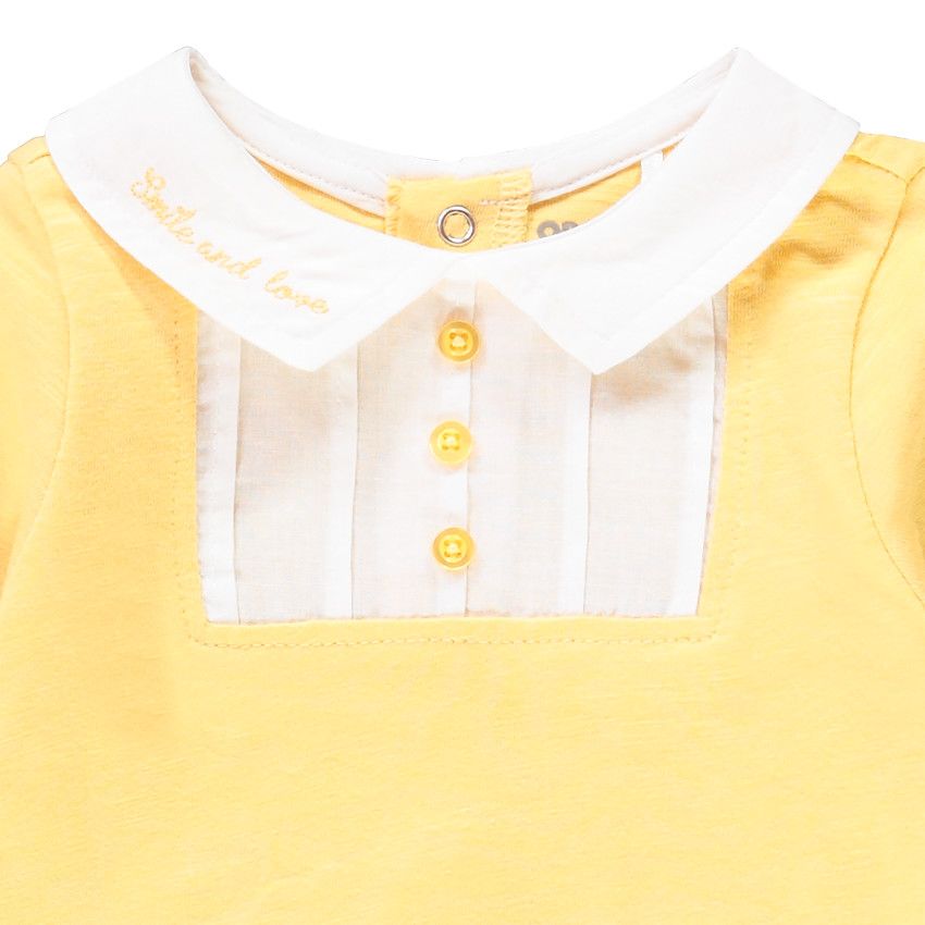 Dors-bien en jersey col claudine et plastron pour bébé garçon - Jaune