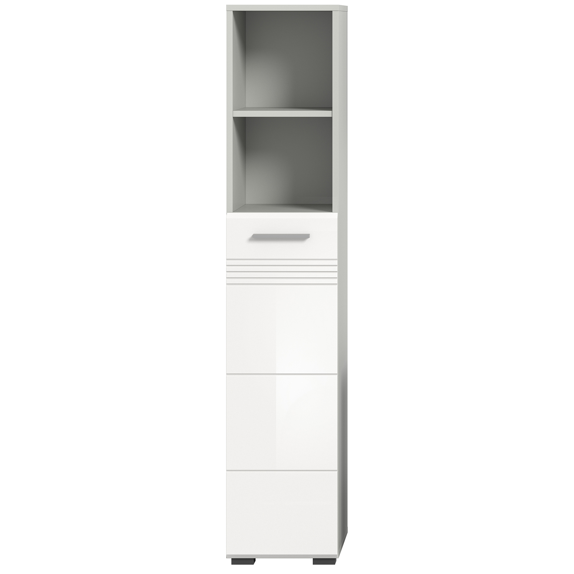 Hochschrank COPA - weiß Hochglanz - hellgrau - 150 cm