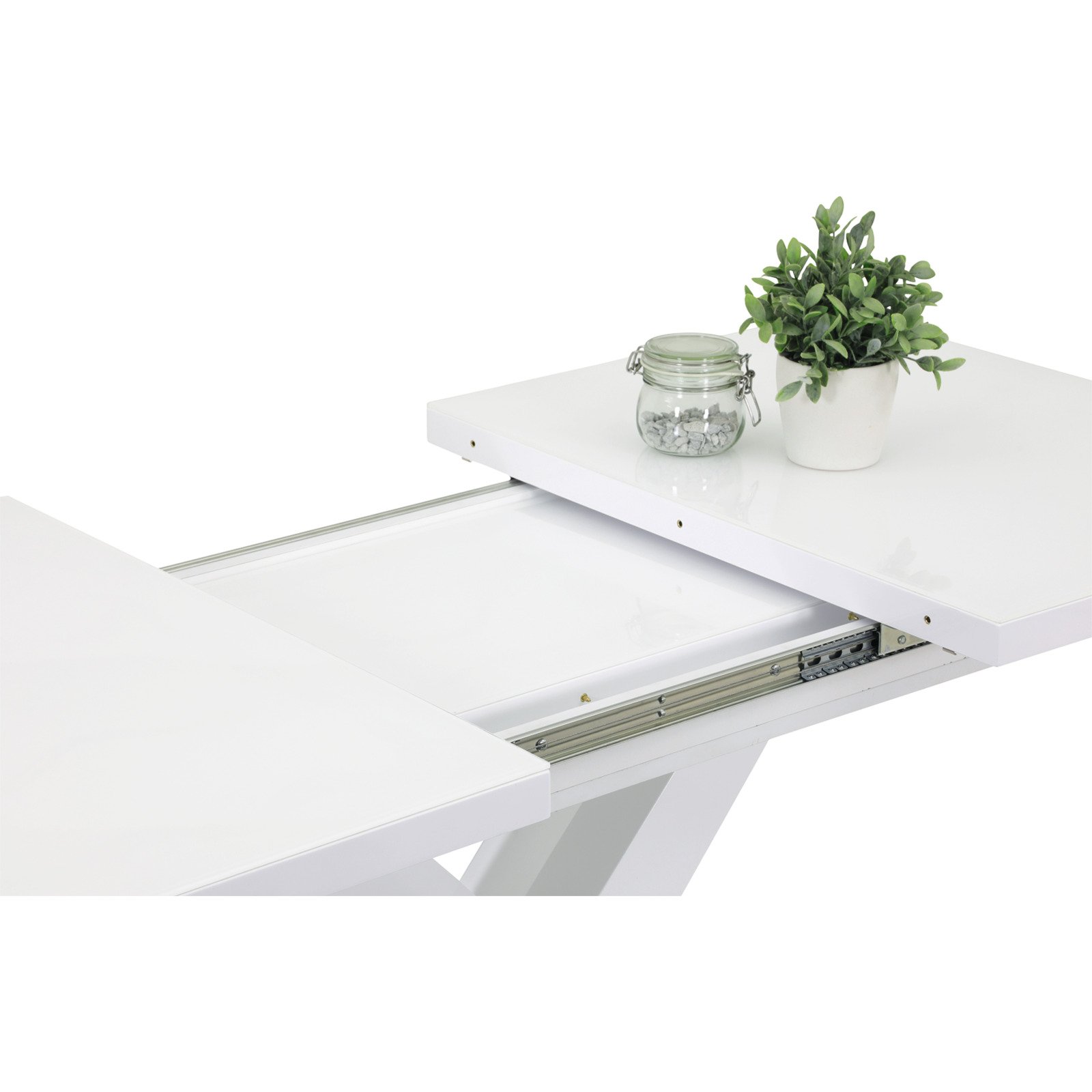 Tisch Elvira Hochglanz weiss 120/160 x 75 x 80 cm