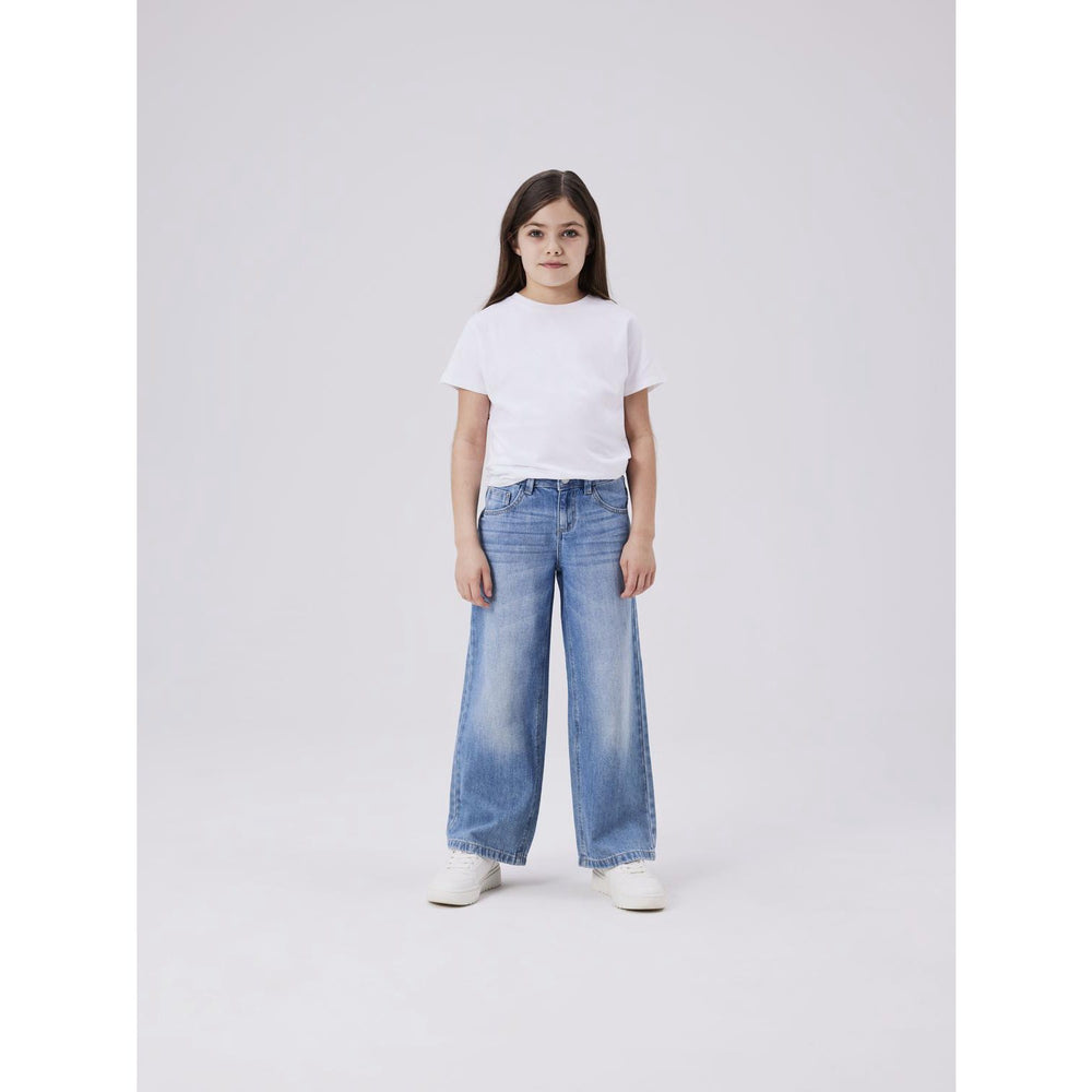 Køb Name It Medium Blue Denim Rose Wide Jeans Noos