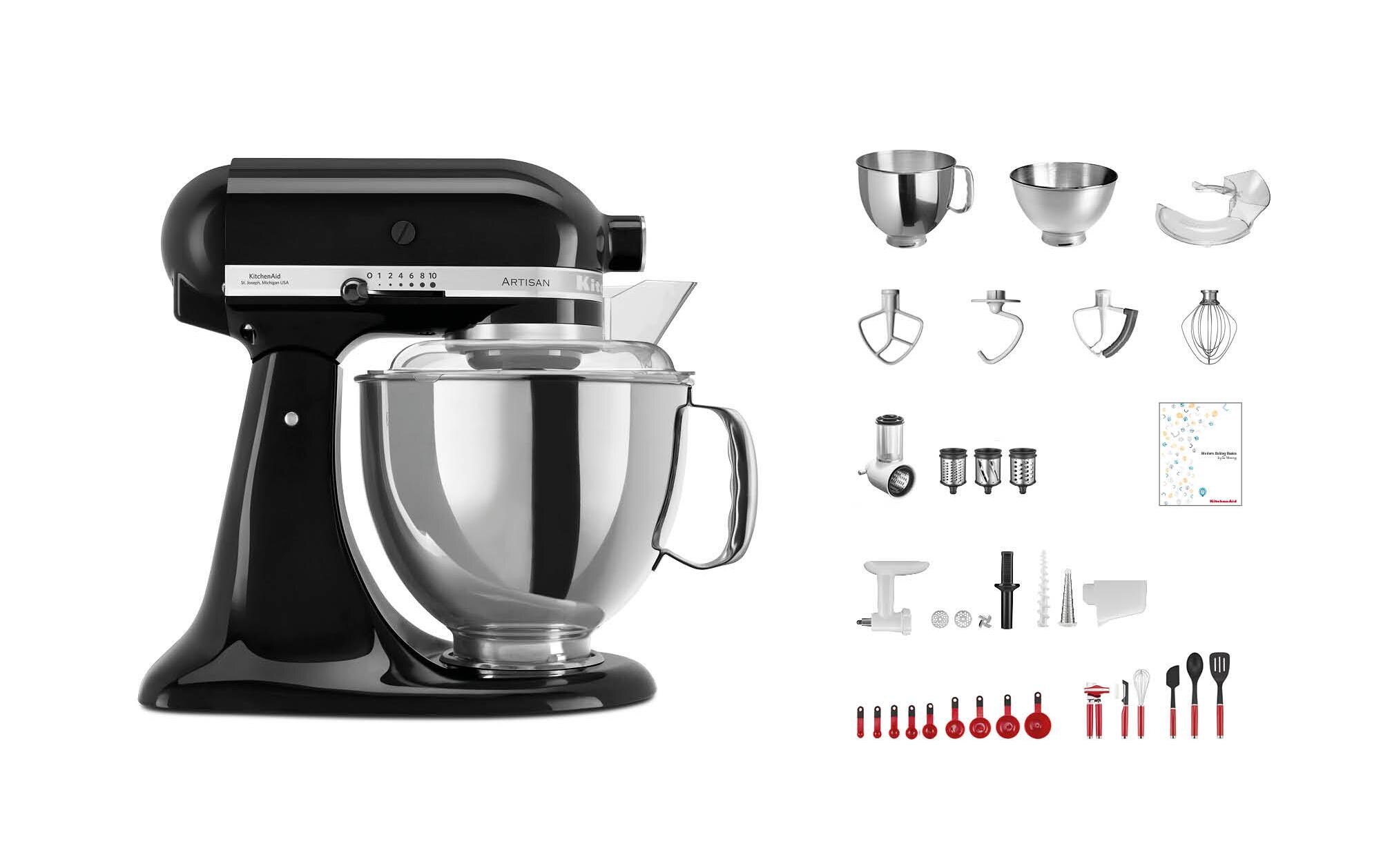 Küchenmaschine Artisan KSM200 Schwarz glanz<br>Swiss Anniversary Set mit umfangreichem Zubehör