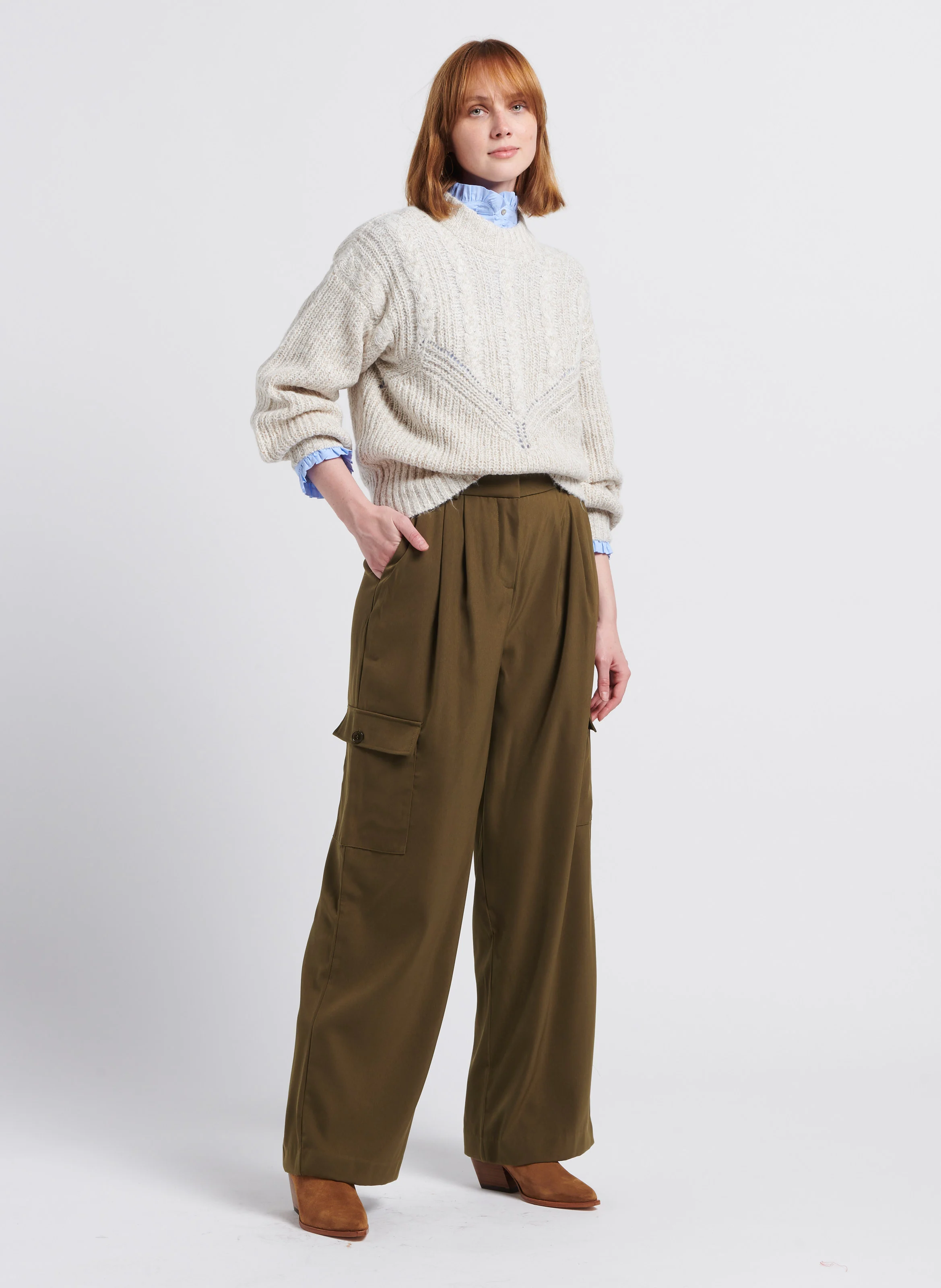 WINNIE MIA - Pantalon cargo fluide| Kaki