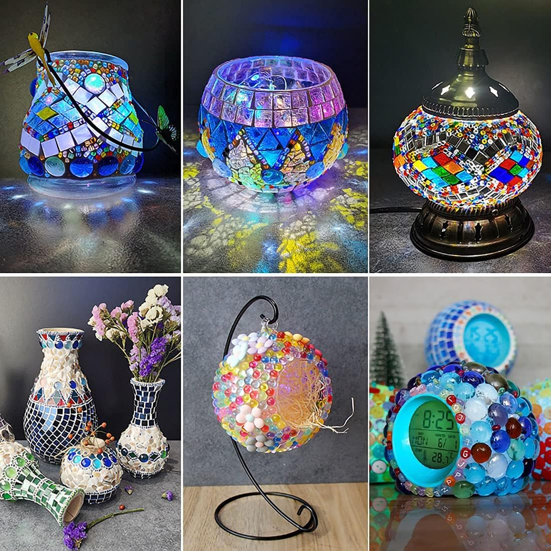 (45er Set) Ø2cm Glas Bastel Steine DIY Glasperlen Muggelsteine Party Tisch Deko für Home / Garten / Aquarium - Assortiert