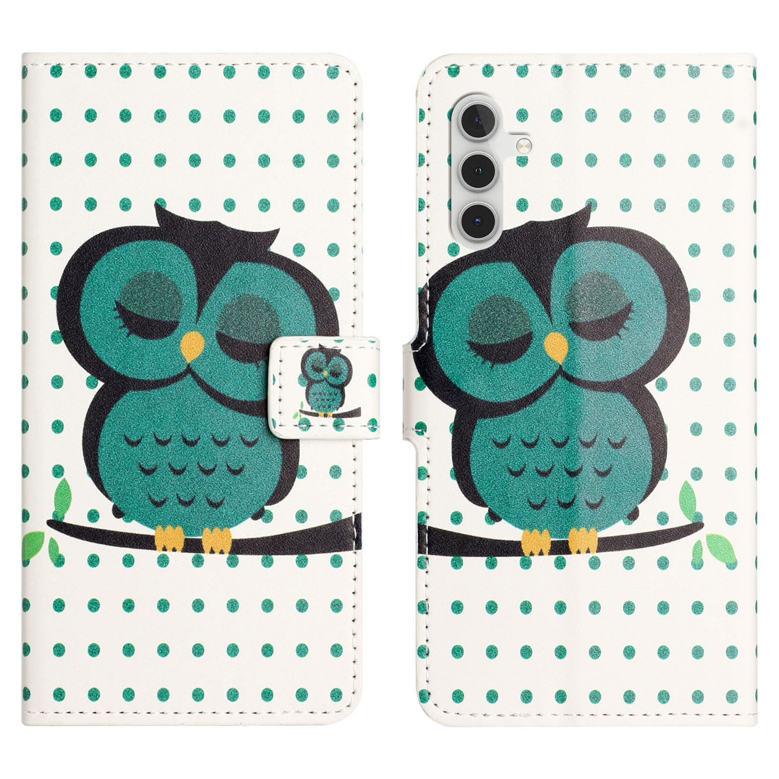 Samsung Galaxy S24 FE Leder Tasche - Schlafende Eule