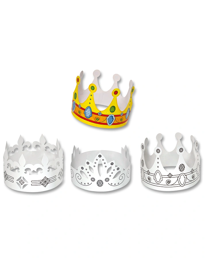 Papp-Kronen KINGS AND QUEENS 6-teilig in weiß