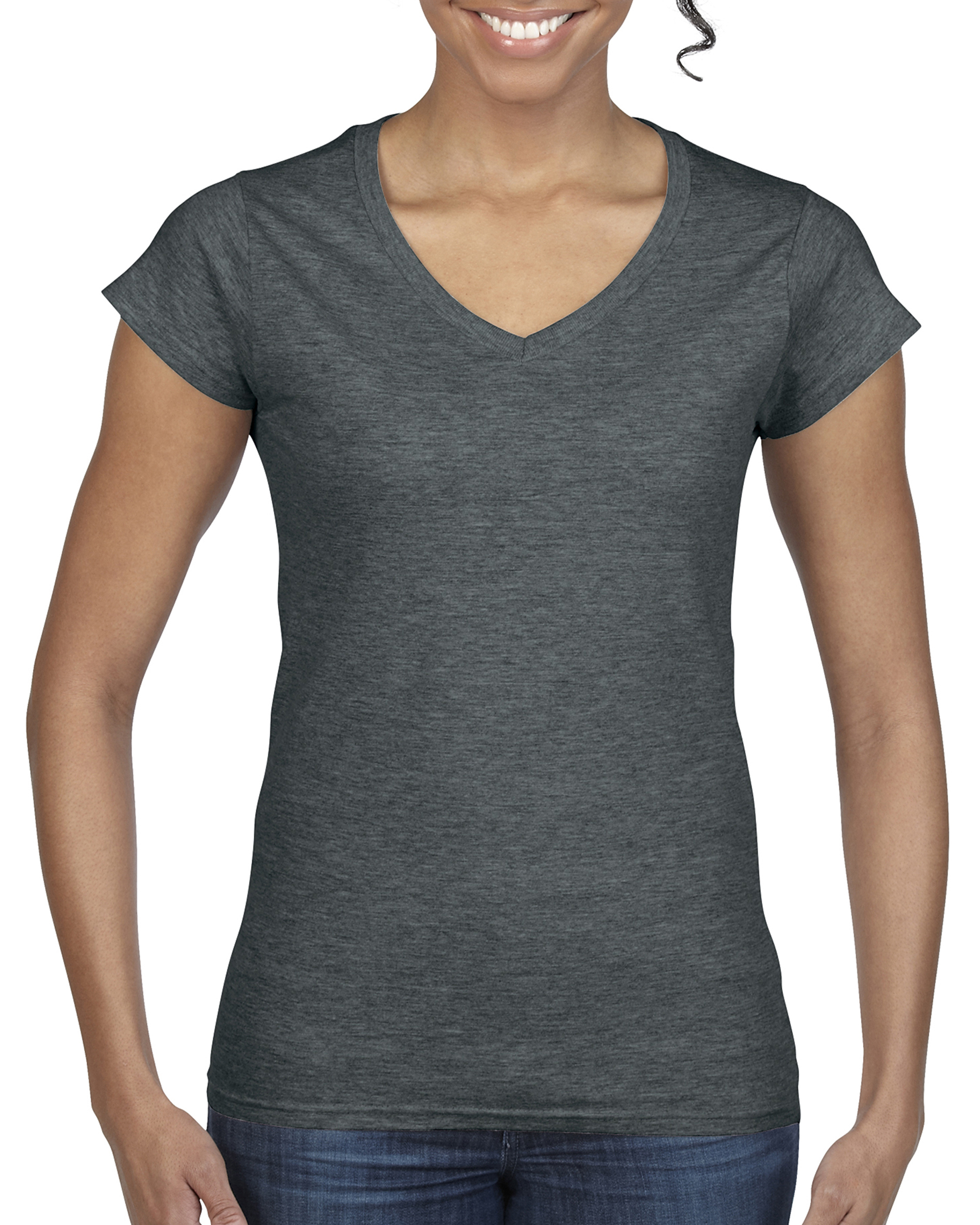 Gildan 64V00L - T-Shirt Femme Col V 100% Coton