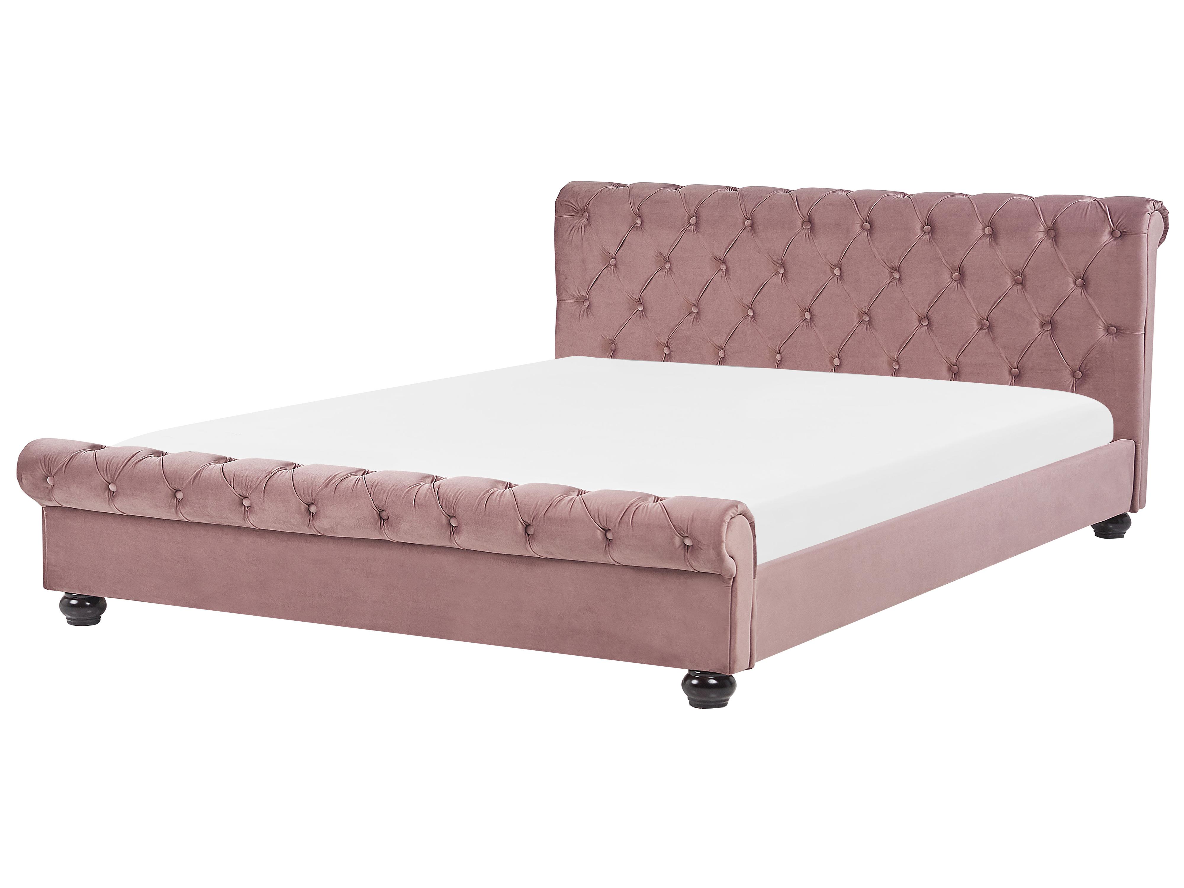 Bed Fluweel AVALLON 180 x 200 cm Roze