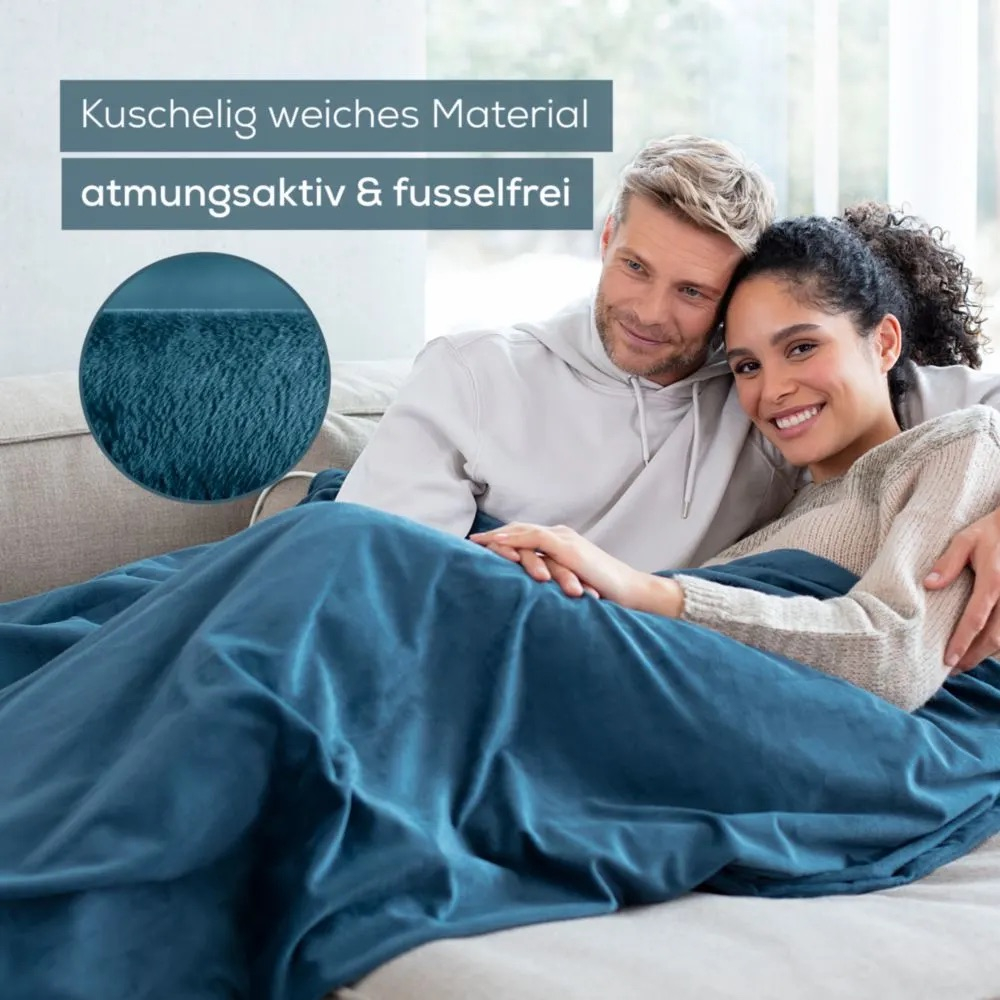 (180x130cm) HD 75 Flausch Heizdecke Elektrische Wärmedecke mit 6 Hitzestufen (42108) - Cosy Ocean