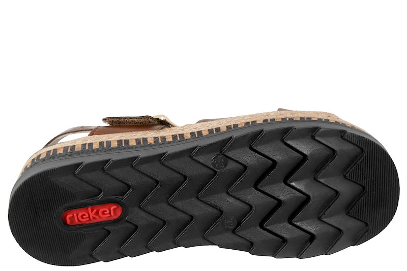RIEKER SANDAL I BRUNT GLAT SKIND