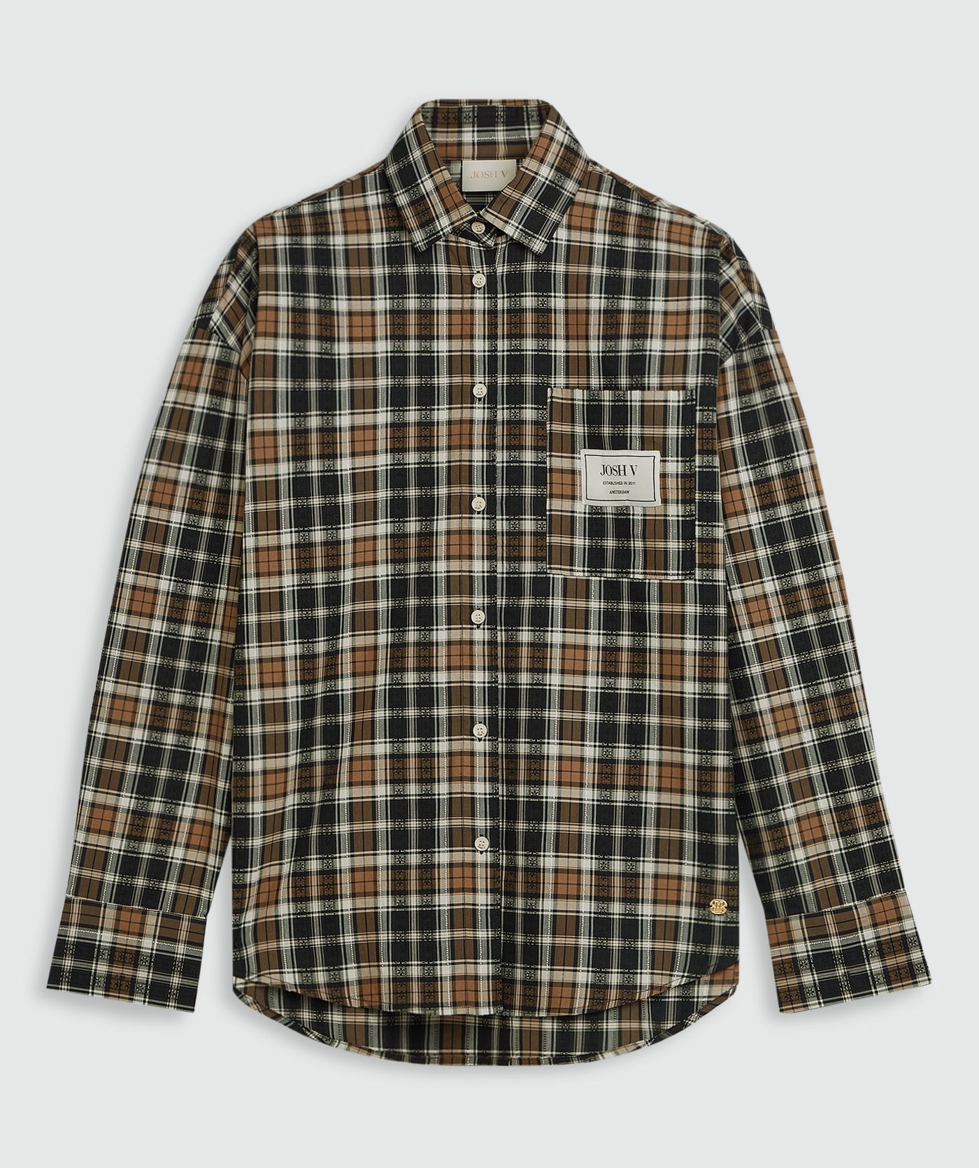 JV-BELLIS oversized blouse met check print - black check