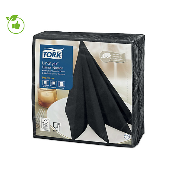 Serviettes de table non tissé Dinner Linstyle® Tork, coloris noir, le colis de 50