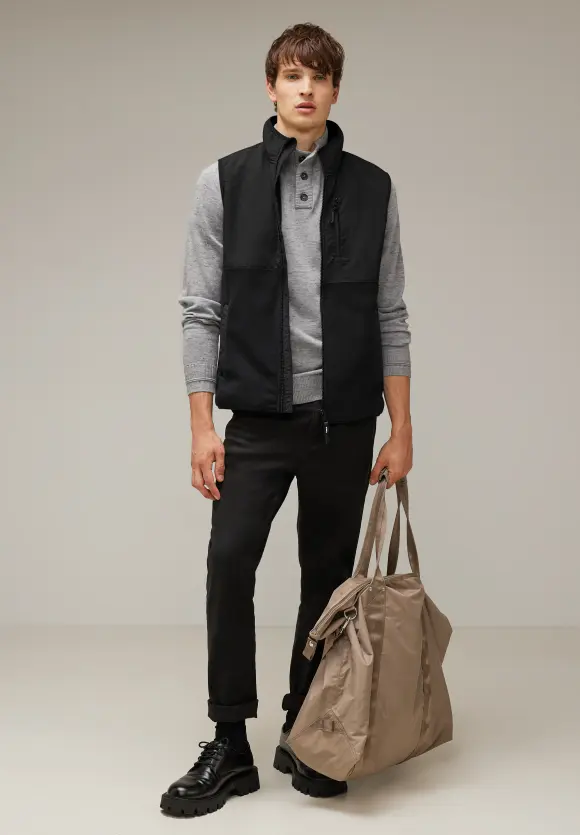 Fleeceweste im Materialmix - Black
