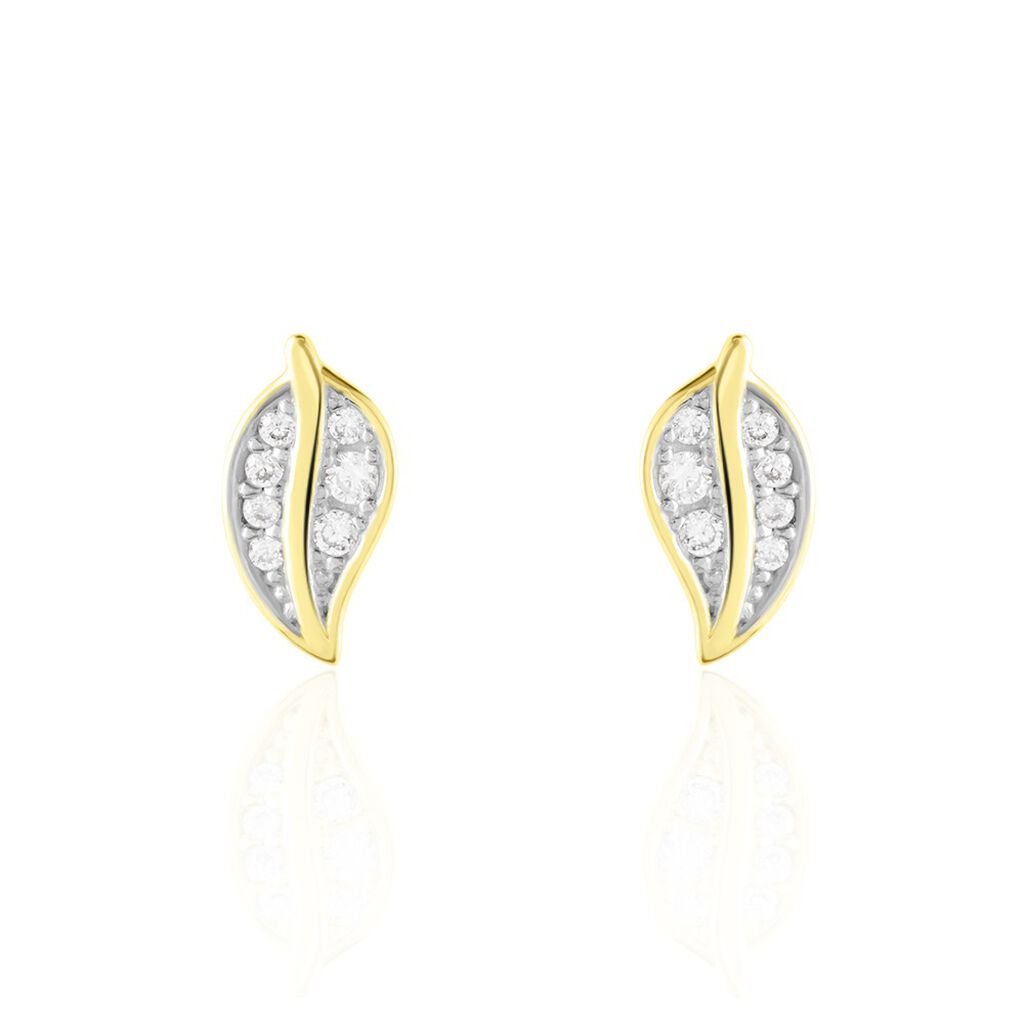 Boucles D'oreilles Puces Or Jaune Mnemosyne Oxydes De Zirconium