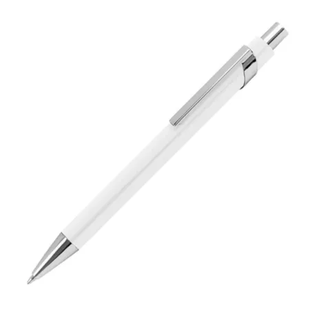Macma Kugelschreiber aus Metall mit silbernen Applikationen, weiß, 10 Stück