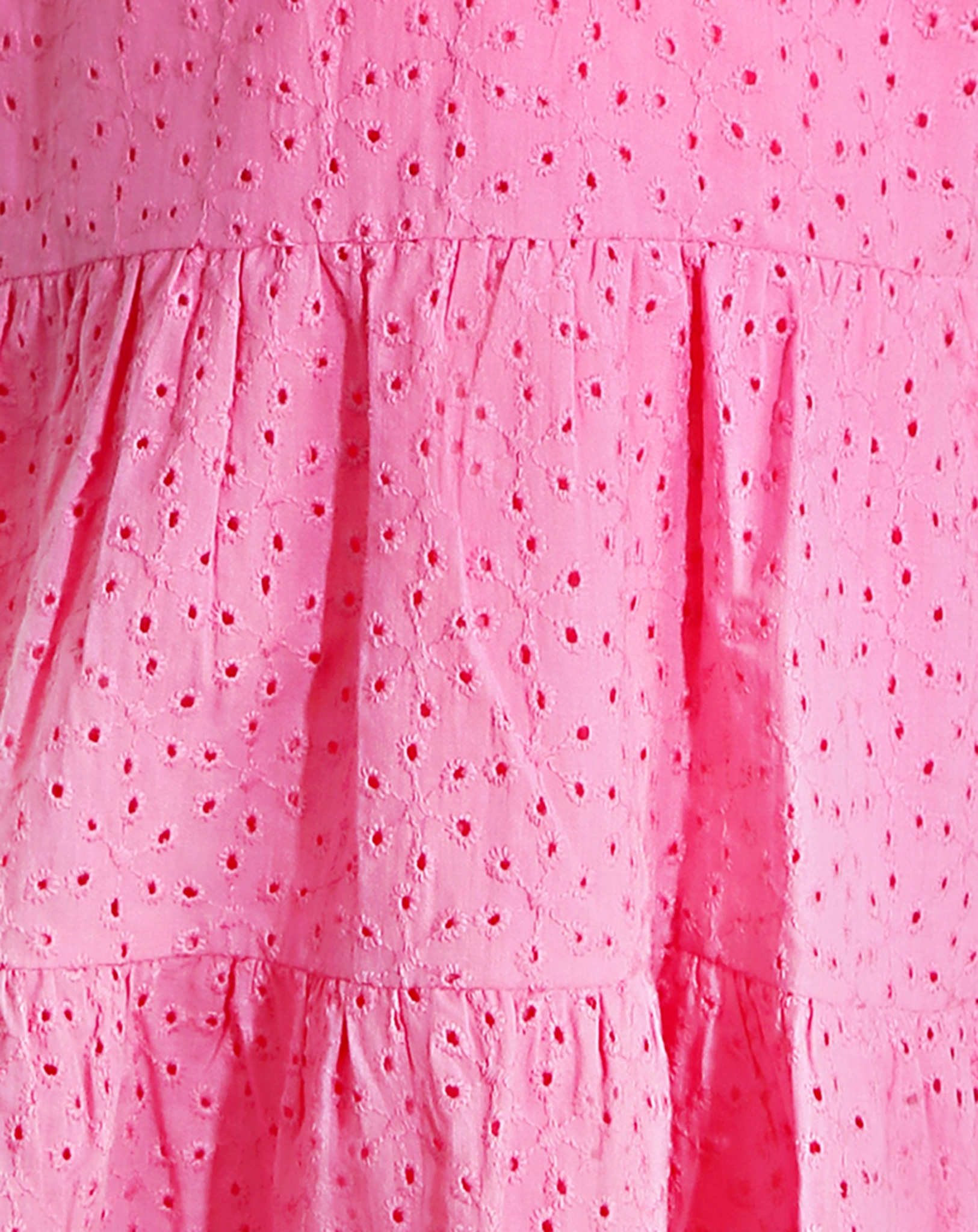 Kurzarmkleid DOTS mit Lochspitze in light pink