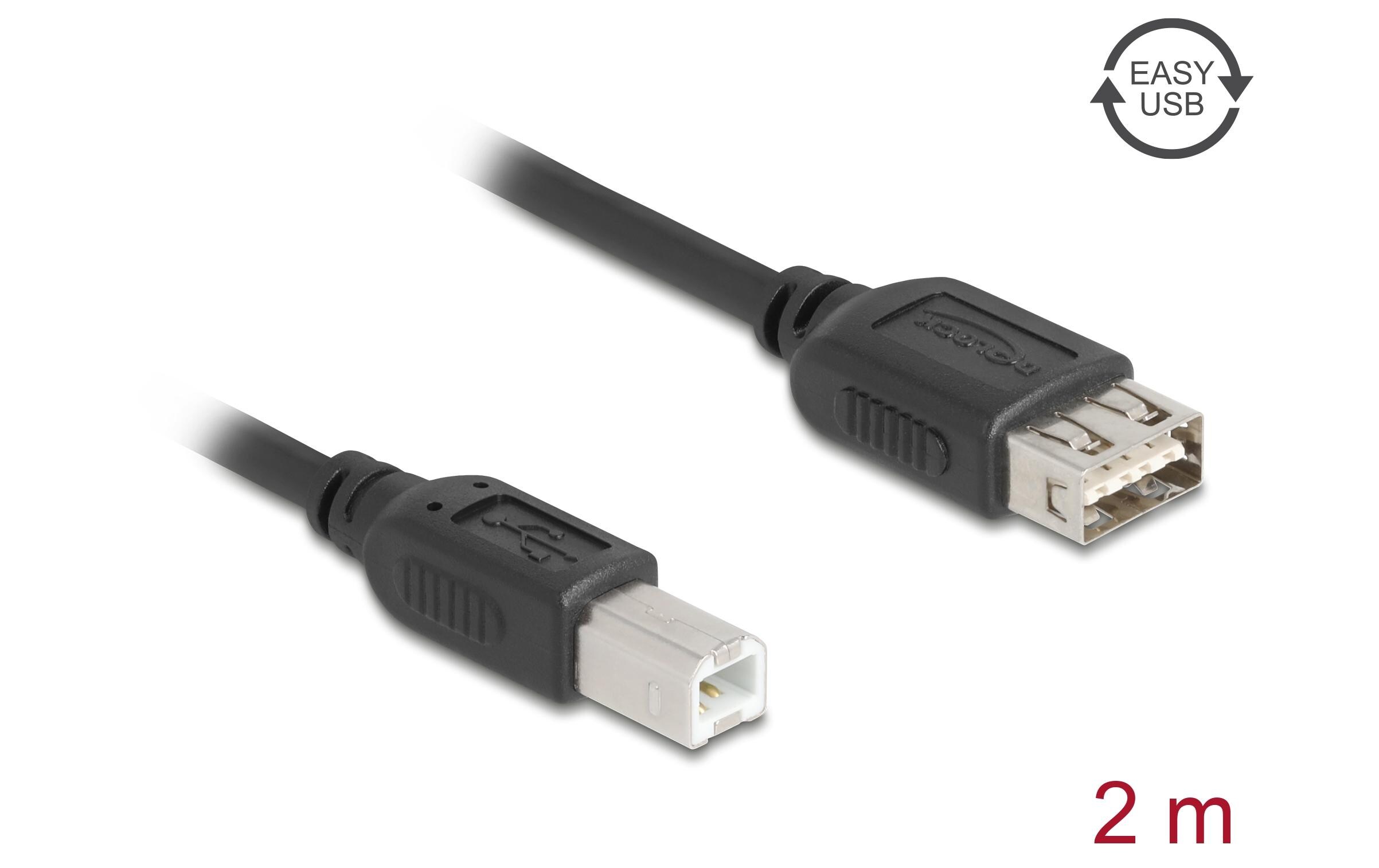 USB 2.0-Kabel USB A - USB B 2 mKabel für Datenübertragung und Stromversorgung über kurze Distanz