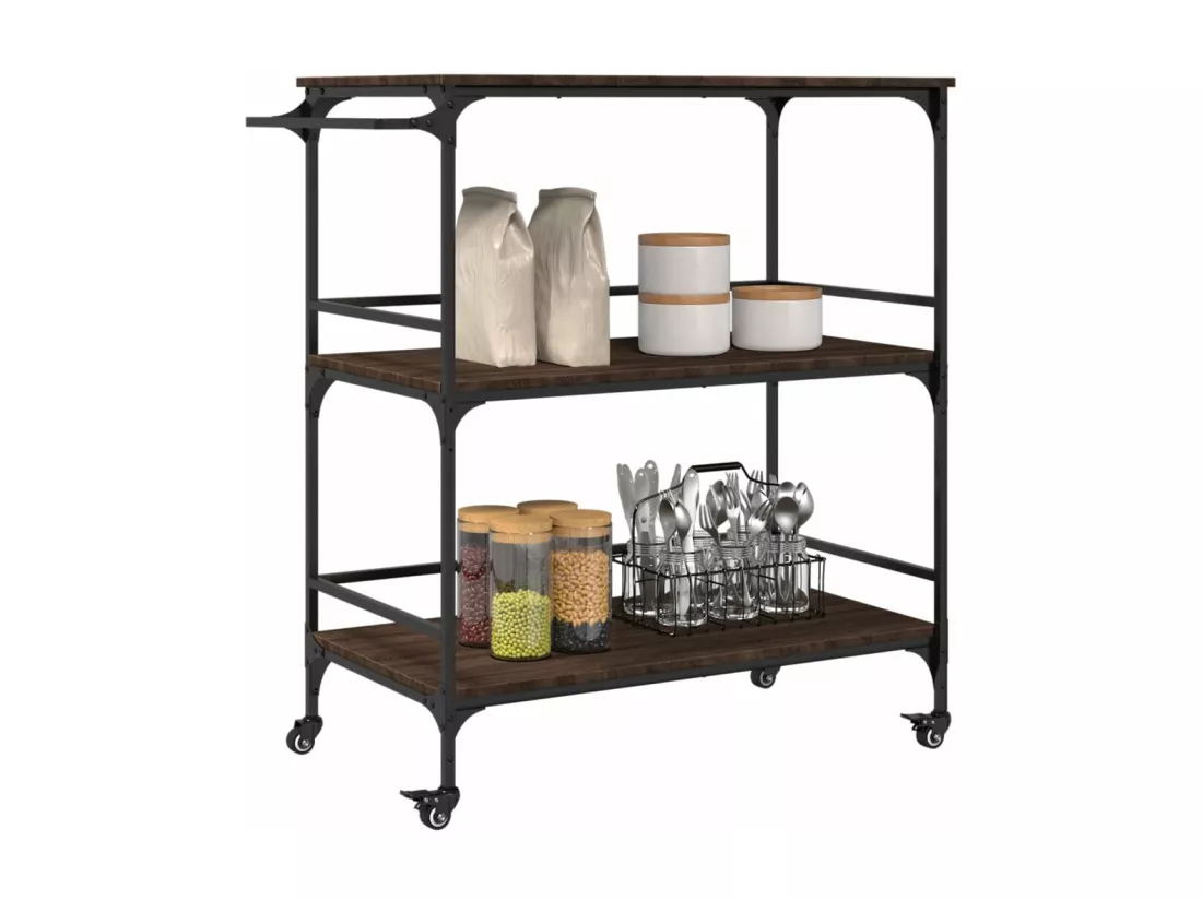 Chariot cuisine chêne marron 100,5x50x105 cm bois d'ingénierie
