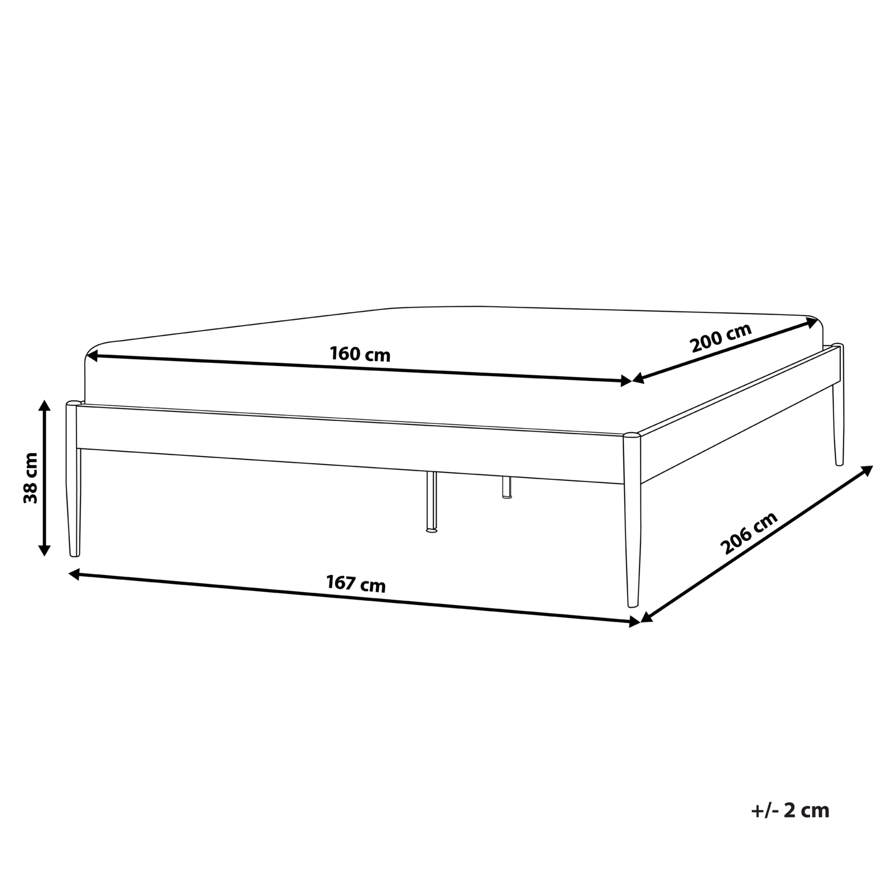 Beliani - VAURS  - Tweepersoonsbed - Wit - 160 x 200 cm - Staal