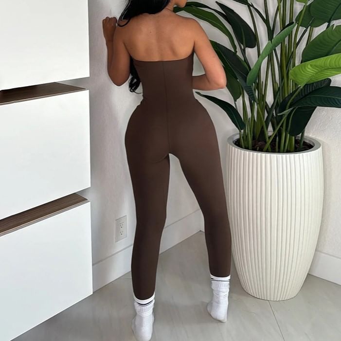 Oonnukal - Strapless effen slim fit jumpsuit