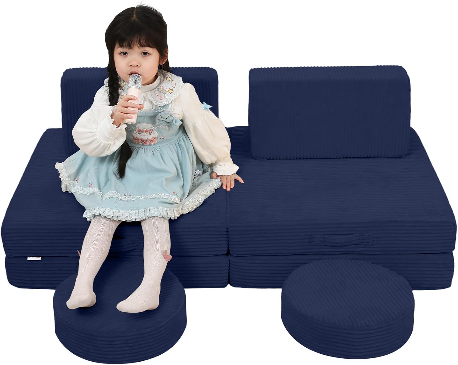 MeMoreCool Kindersofa aus Cord, Schaumstoff Soft Bausteine Couch, modulares Fancy Spielsofa einen aufregenden Indoor-Spielplatz für das Kinderzimmer, Kuschelecke ideal für Kinder, Blau