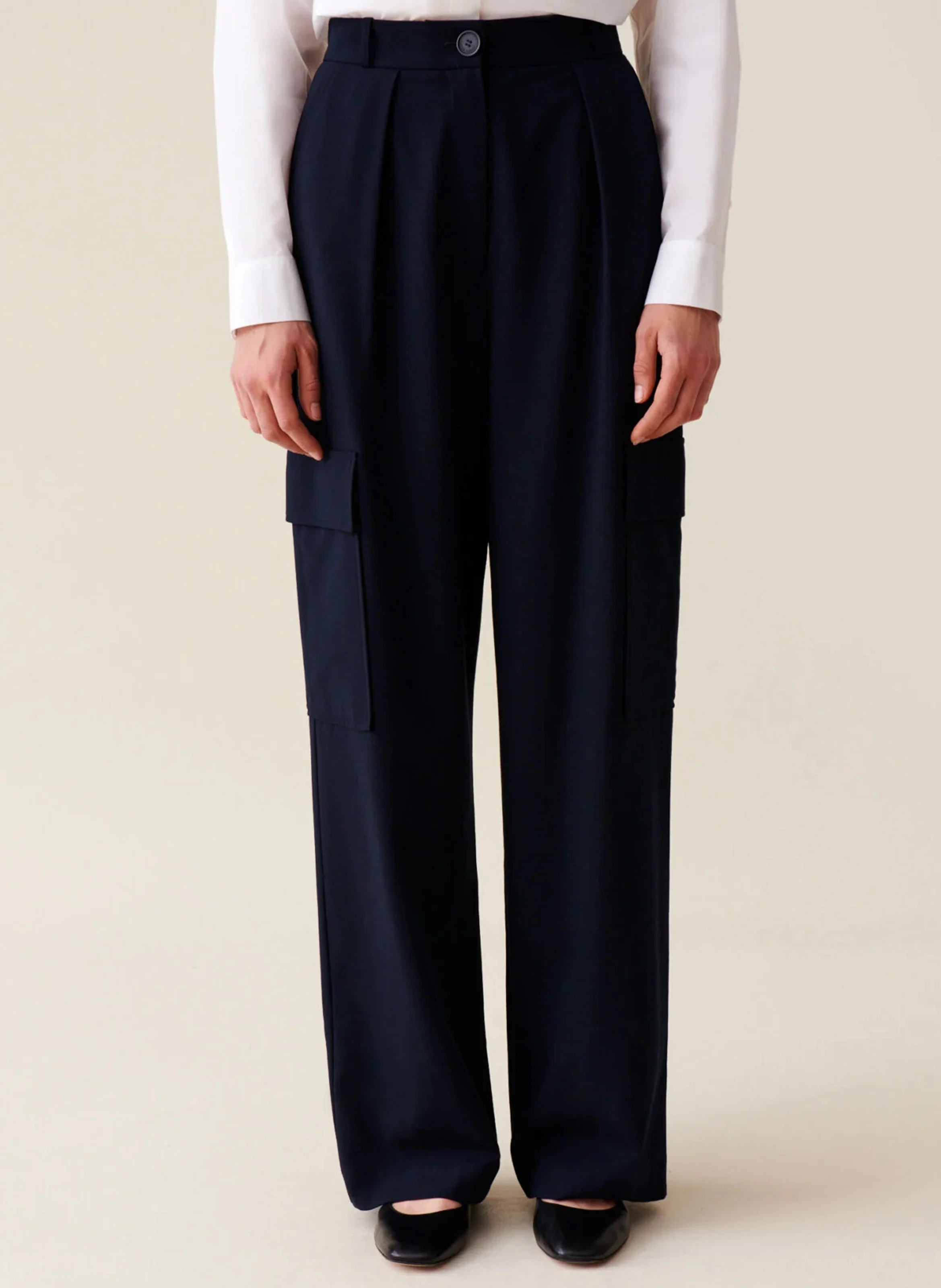 Pantalon droit taille haute | Bleu