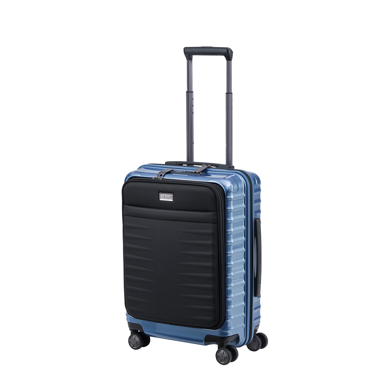 TITAN Litron 4 Wheel Trolley S Frontpocket ice blue