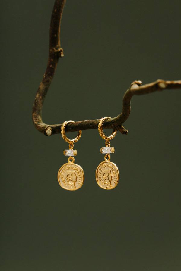 Orelia Jewellery Crystal Coin Drop Micro Hoops