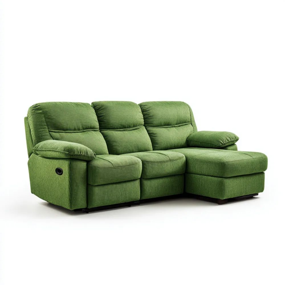 Ecksofa Stoff 250x150x100 cm - Grün - Funktionales Design