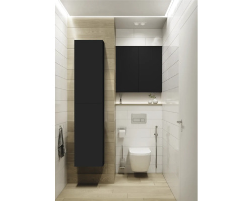 Jungborn hoge kast BxHxD 400 x 1800 mm x 126 mm Frontkleur zwart mat