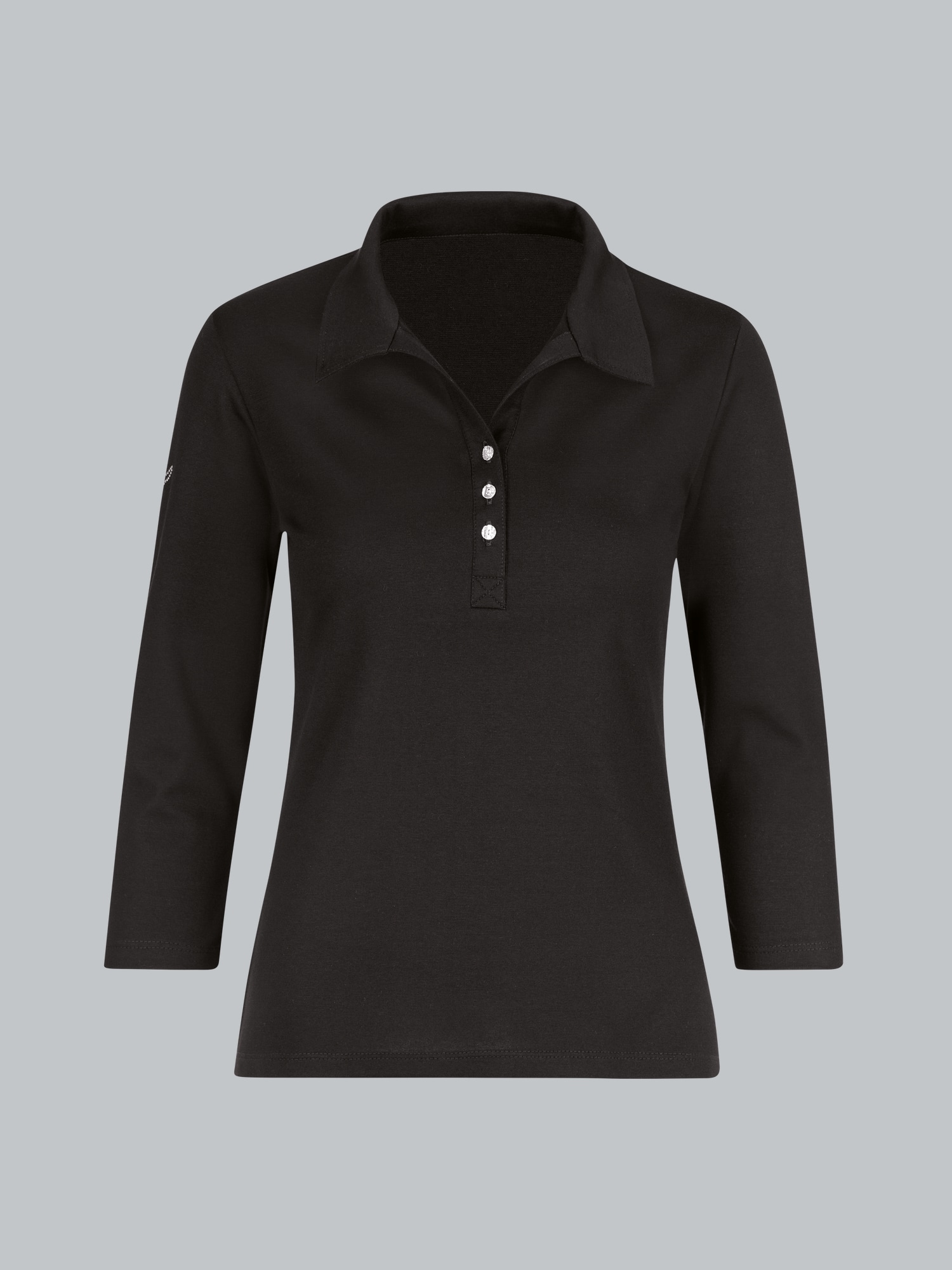 Poloshirt mit Kristallsteinen Schwarz
