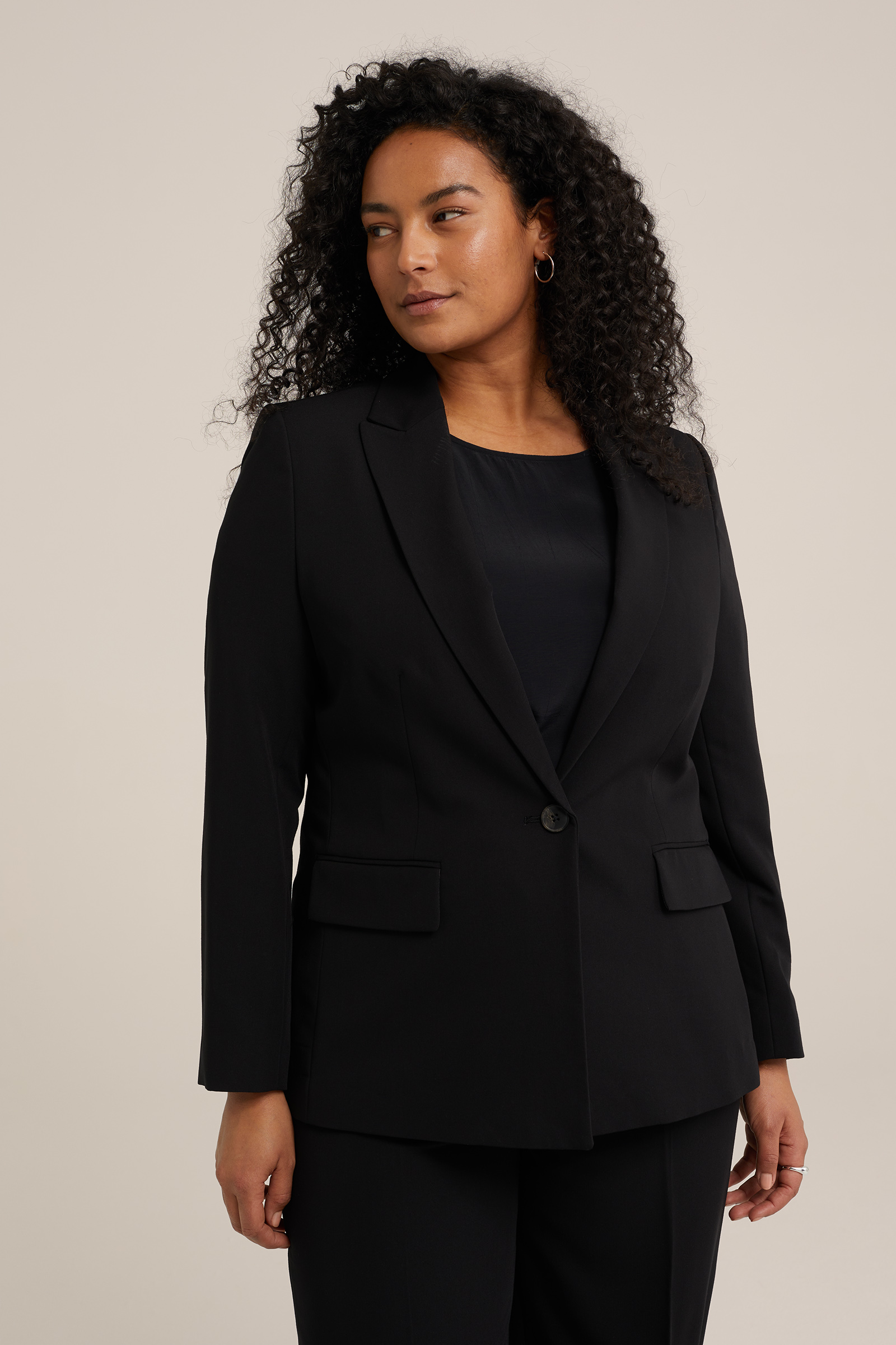 getailleerde blazer - Curve WE Fashion Zwart