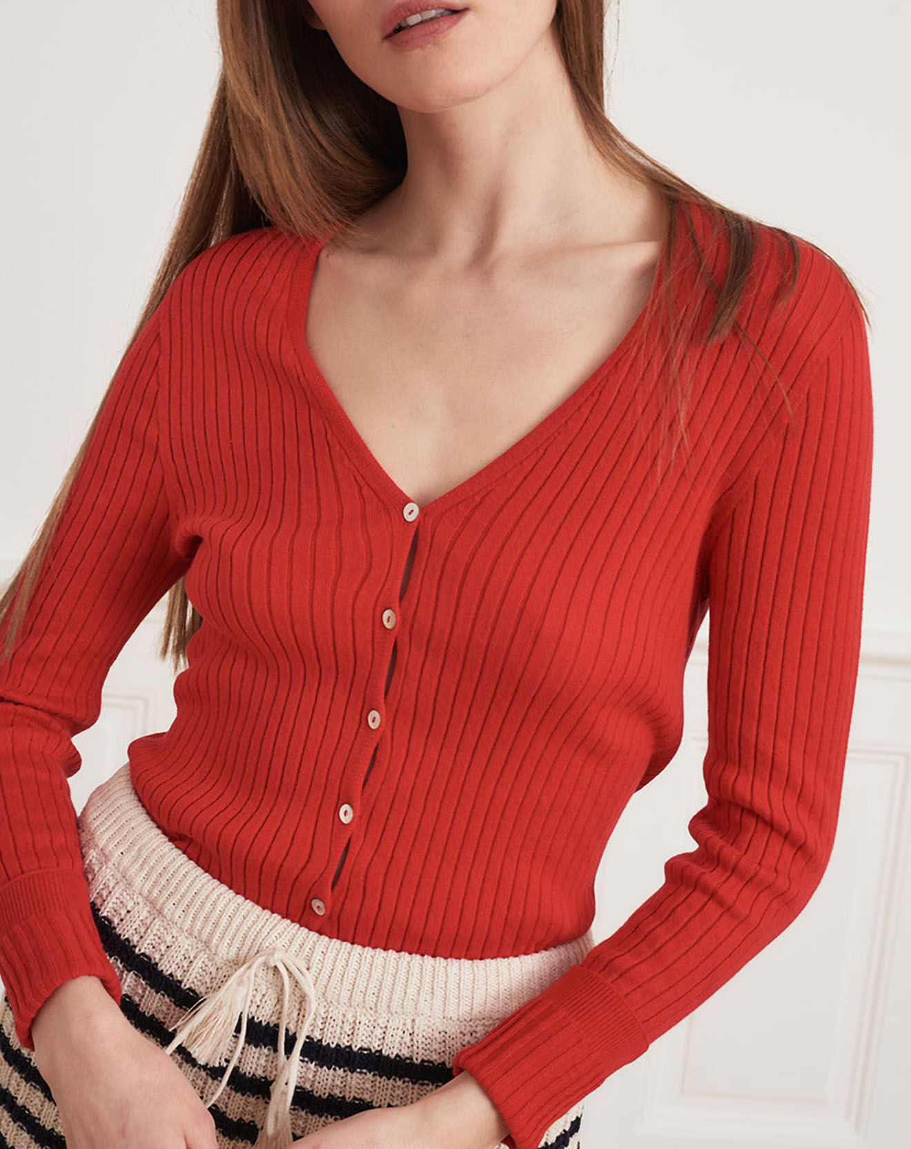 La Petite Francaise Gilet Micha rouge