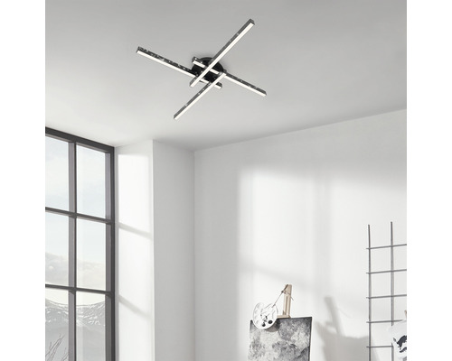 LED plafondlamp 4x6W 4x600 lm 3000K 60x60 cm Rey zwart + glitter effect