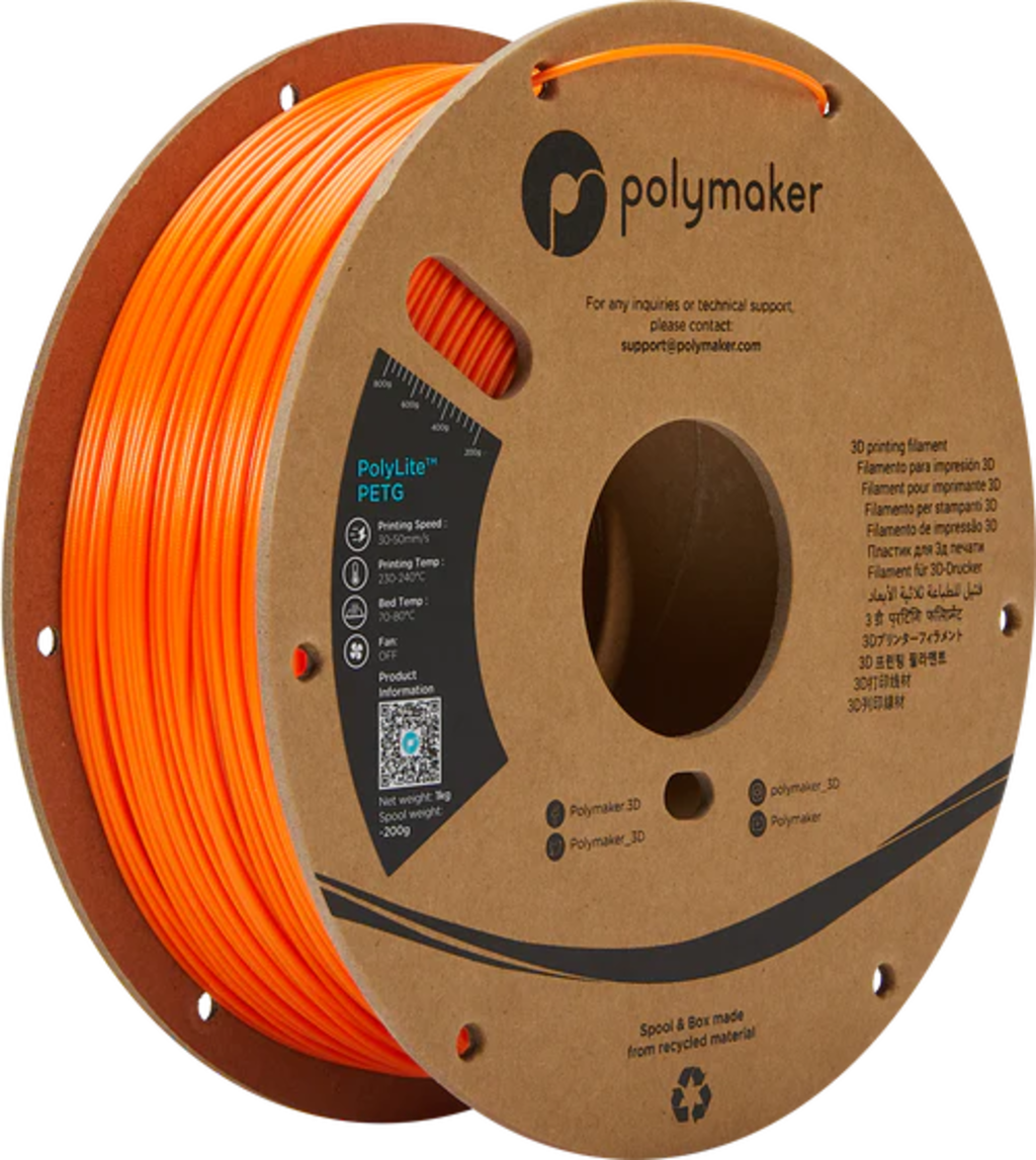 Polymaker  PolyLite PETG Orange, 1,75 mm (1.000 g)    Großartiges Allround-Filament für den täglichen Druck in Orange