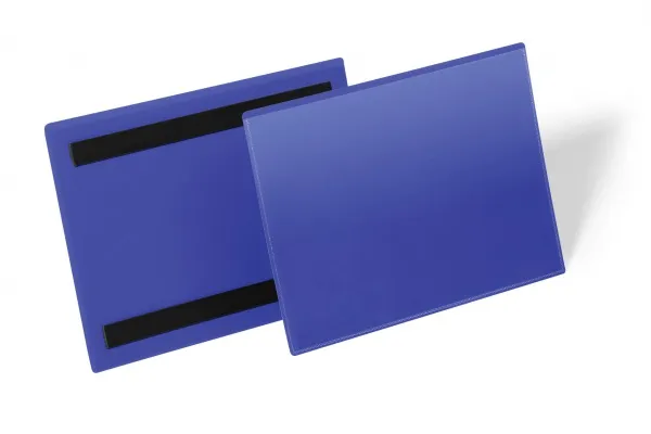Hyldeforkant lagerlomme med magnet A5 tværformat blå 223x163 mm - (50 stk.)