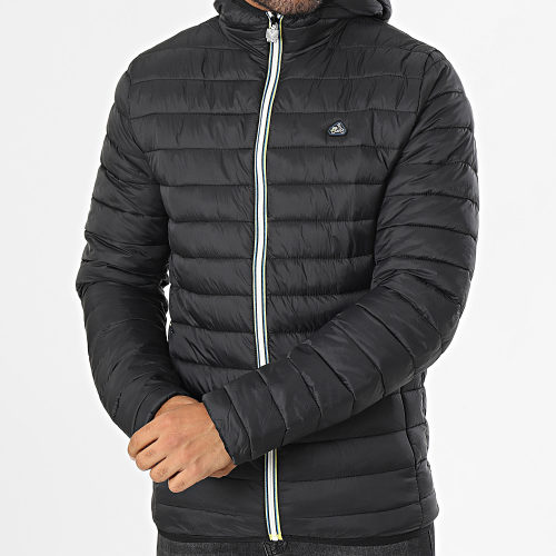 Doudoune Capuche Réversible Noir Bleu Marine