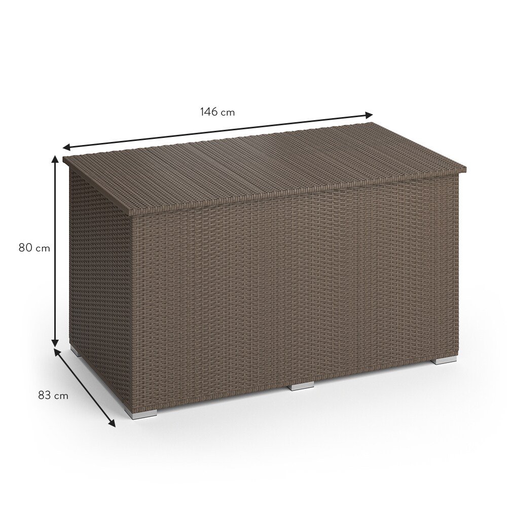 Oskar XXL Polyrattan Kissenbox 950L Auflagenbox Braun Gartenbox Gartentruhe