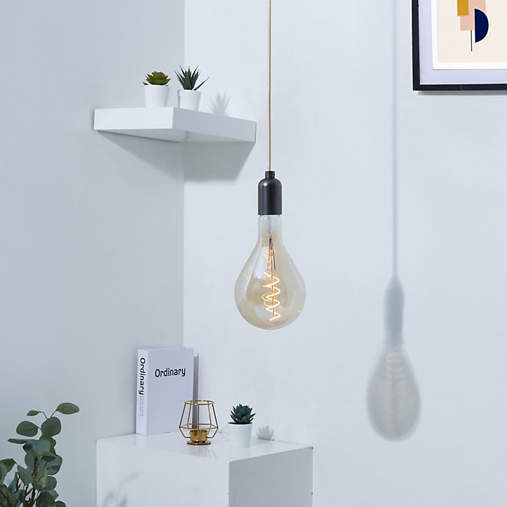 Ampoule LED E27 twisted géante à filament ambrée Ø24cm 270lm balnc chaud Girard Sudron