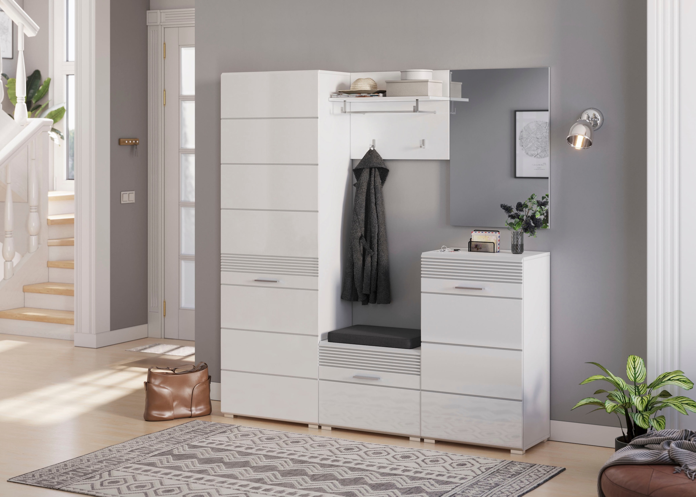 INOSIGN Schuhkommode »Malmö, Breite 60 cm, 1 Tür, 5 Fächer, hochwertige MDF Front« Rillenfräsung, Anrichte, Schrank, Kommode, Dielenmöbel, Flurmöbel