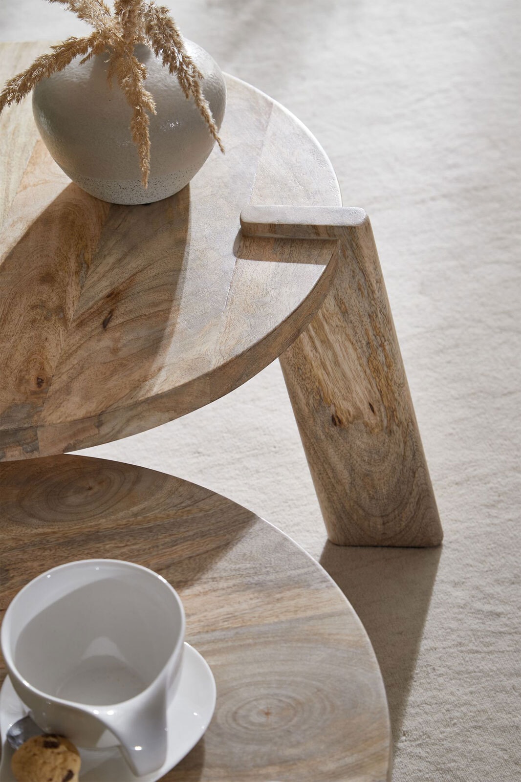 Couchtisch rund 2er Set Mango massiv 53 x 32 cm