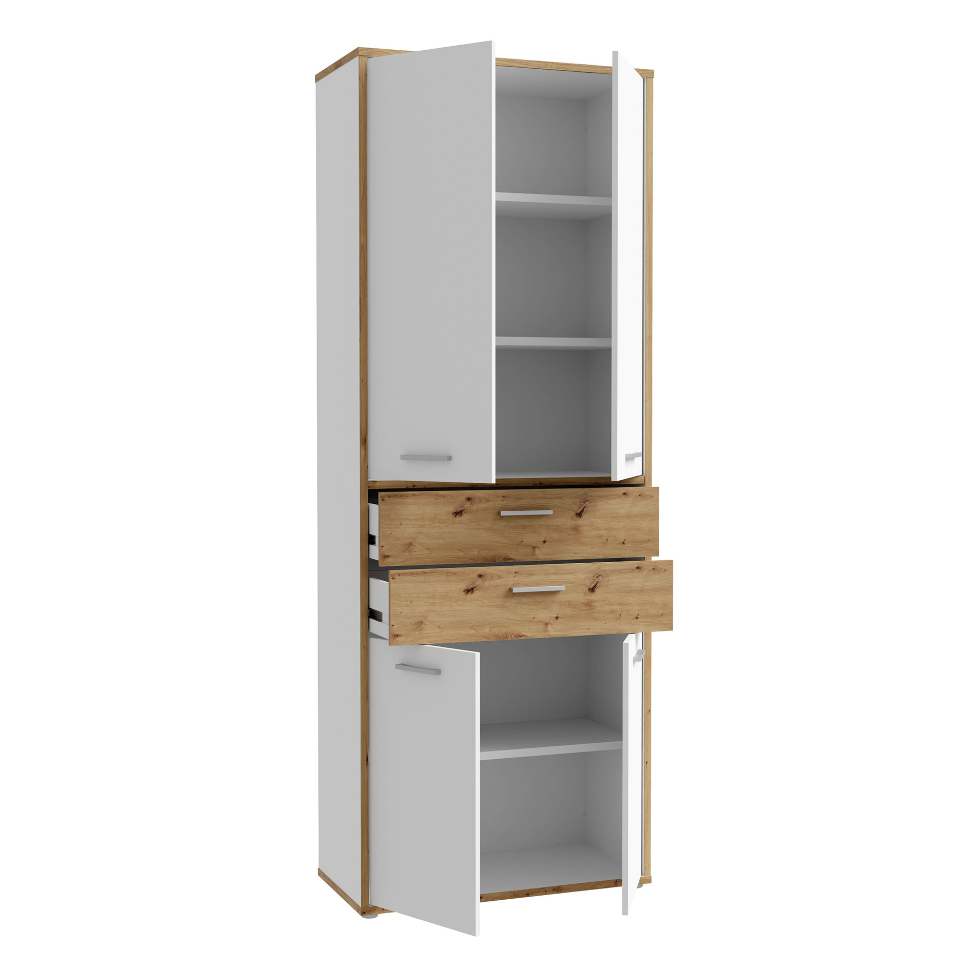 Schrank - weiß-Artisan Eiche - 4-türig